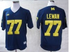 Michigan Wolverines #77 Taylor Lewan Navy Blue Big Ten Patch College Football Jerseys