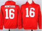 San Francisco 49ers #16 Joe Montana Red Nike NFL Hoodies