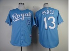 Kansas City Royals #13 Salvador Perez Light Blue Cool Base Jerseys