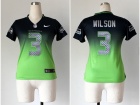 Women Seattle Seahawks #3 Russell Wilson Blue Green NFL Nike Drift Fashion II Elite Jerseys