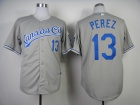 Kansas City Royals #13 Salvador Perez Grey 2013 Cool Base Jerseys