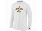 Nike New Orleans Sains Logo Long Sleeve T-Shirt White