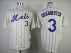 New York Mets #3 Curtis Granderson Cream With Pinstrip Cool Base Jerseys