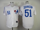 Montreal Expos #51 Randy Johnson White Pinstrip Throwback Baseball Jerseys