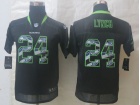 2014 Youth Seattle Seahawks #24 Marshawn Lynch Black Lights Out Stitched Jerseys