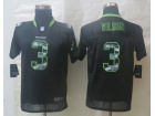 2014 Youth Seattle Seahawks #3 Russell Wilson Black Lights Out Stitched Jerseys