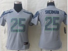 Nike Seattle Seahawks #25 Sherman Grey Women Limited Jerseys