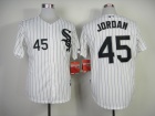 Chicago White Sox #45 Michael Jordan White Pinstrip Jerseys