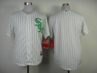 Chicago White Sox Blank White With Green Strips Cool Base Jerseys