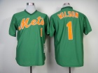 New York Mets#1 Mookie Wilson Green Throwback Jerseys