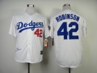 Los Angeles Dodgers #42 Jackie Robinso White 1955 With 50th Patch Throwback Jerseys