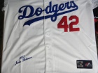 Los Angeles Dodgers #42 Jackie Robinso White 1955 With 50th Patch Throwback Jerseys