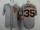 San Francisco Giants #35 Brandon Crawford Grey SF Cool Base Jerseys