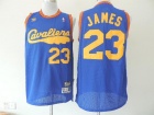 Cleveland Cavaliers #23 LeBron James Blue Hardwood Classics Swingman Jerseys Yellow Number