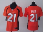 Nike Denver Broncos#21 Aqib Talib Orange Women Jerseys