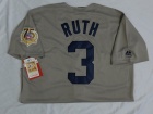 New York Yankees #3 Babe Ruth Grey Thorowback With 75th Hall of Fame Patch Jerseys