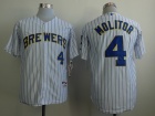 Milwaukee Brewers #4 Paul Molitor White With Strips Jerseys