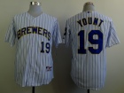 Milwaukee Brewers #19 Robin Yount White With Blue Strip Jerseys