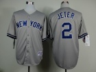 New York Yankees #2 Derek Jeter Grey With Name Jerseys