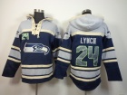 Seattle Seahawks #24 Marshawn Lynch Blue Nike NFL Pullover Hoodie Sweatshirts