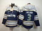 Seattle Seahawks #3 Russell Wilson Blue Nike NFL Pullover Hoodie Sweatshirts