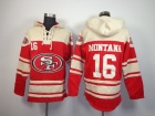 San Francisco 49ers #16 Joe Montana Red Nike NFL Pullover Hoodie Sweatshirts