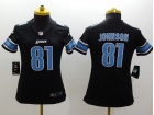 Nike Detroit Lions #81 Calvin Johnson Black Women Limited Jerseys