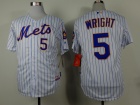 New York Mets #5 David Wright White With Pinstrip Home Cool Base Jerseys