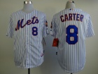 New York Mets #8 Cary Carter White With Pinstrip Cool Base Jerseys