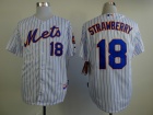 New York Mets #18 Darryl Strawberry White With Pinstrip Cool Base Jerseys