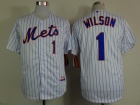 New York Mets #1 Mookie Wilson White With Pinstrip Home Cool Base Jerseys