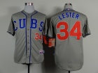 Chicago Cubs #34 Jon Lester Grey Cool Base Jerseys