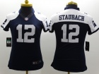 Nike Dallas Cowboys #12 Staubach Blue Thanksgiving Women Limited Jerseys