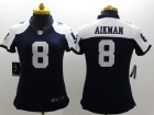 Nike Dallas Cowboys #8 Aikman Blue Thanksgiving Women Limited Jerseys