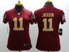 Women Washington Redskins #11 Desean Jackson Red With Gold Number Nike Limited Jerseys