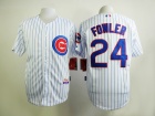 Chicago Cubs #24 Dexter Fowler White With Pinstrip Cool Base Jersey