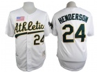 Oakland Athletics #24 Rickey Henderson White 1990 Throwback Jersey