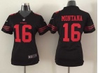 Nike San Francisco 49ers #16 Joe Montana Black Women Jersey