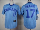 Chicago Cubs #17 Kris Bryant Blue With White Strips Throwback Jersey