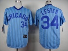 Chicago Cubs #34 Jon Lester Blue With White Strips 1988 Turn Back The Colock Jersey