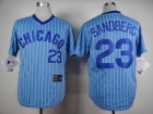 Chicago Cubs #23 Ryne Sandberg Blue With White Strips 1988 Turn Back The Colock Jersey 