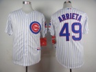 Chicago Cubs #49 Jake Arrieta White With Pinstrip Cool Base Jersey