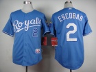 Kansas City Royals #2 Alcides Escobar Baby Blue Cool Base Jerseys