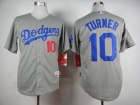 Los Angeles Dodgers #10 Justin Turner Grey Cool Base Jerseys