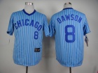 Chicago Cubs #8 Andre Dawson Blue With White Strips 1988 Turn Back The Colock Jersey