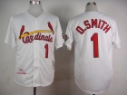 St. Louis Cardinals #1 Ozzie Smith White 1992 Throwabck Jersey