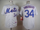 New York Mets #34 Noah Syndergaard White Pinstrip Cool Base Jerseys