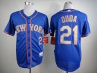 New York Mets #21 Lucas Duda Blue With Grey Number Cool Base Jersey