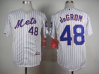 New York Mets #48 Jacob deGrom White Pinstrips Cool Base Jersey