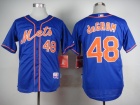 New York Mets #48 Jacob deGrom Blue With Orange Number Cool Base Jersey